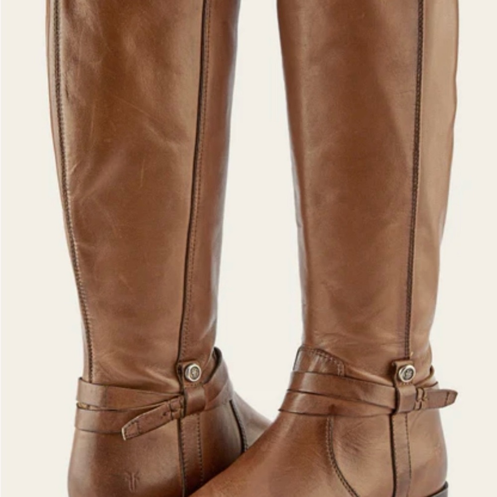 Frye Dark Taupe MELISSA BELTED TALL Leather Boots